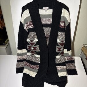 Women's Medium Aztec Print Sweater/cardigan Thigh Length